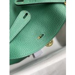 Lindy 26cm imported TC leather peacock green gold buckle waxed thread
