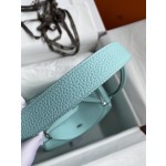 Lindy 26cm Imported TC Leather Macaron Blue Silver Buckle Waxed Wire