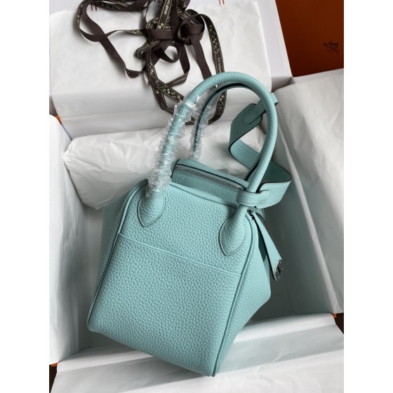 Lindy 26cm Imported TC Leather Macaron Blue Silver Buckle Waxed Wire