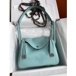 Lindy 26cm Imported TC Leather Macaron Blue Silver Buckle Waxed Wire