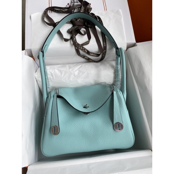 Lindy 26cm Imported TC Leather Macaron Blue Silver Buckle Waxed Wire