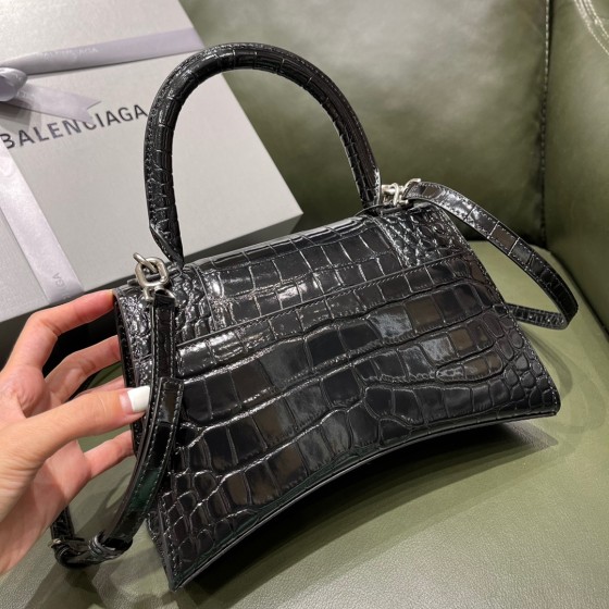 BALENCIAGA 𝐇𝐨𝐮𝐫𝐠𝐥𝐚𝐬𝐬𝐬 𝐒 crocodile-textured cowhide
