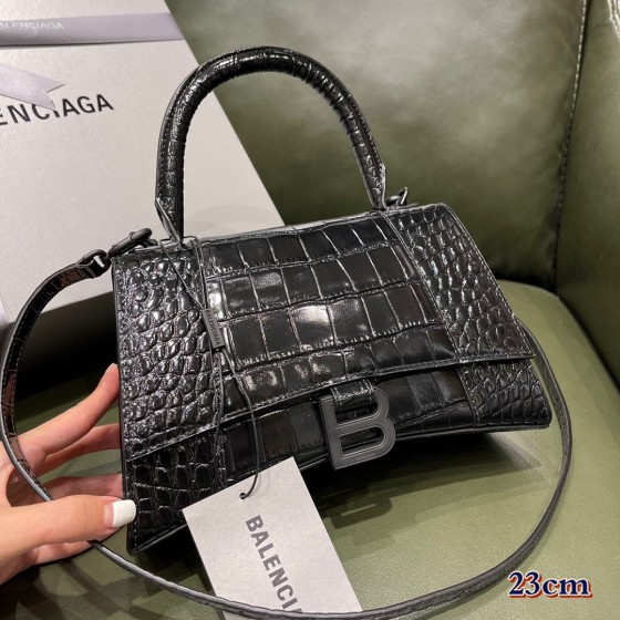 BALENCIAGA 𝐇𝐨𝐮𝐫𝐠𝐥𝐚𝐬𝐬𝐬 𝐒 crocodile-textured cowhide