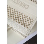 DIOR TOTE beige and white mesh fabric embroidery