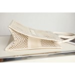 DIOR TOTE beige and white mesh fabric embroidery