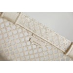 DIOR TOTE beige and white mesh fabric embroidery