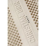DIOR TOTE beige and white mesh fabric embroidery