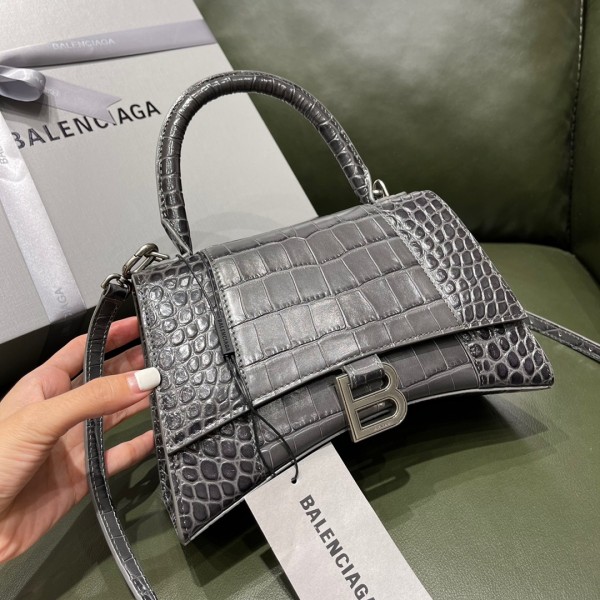 BALENCIAGA 𝐇𝐨𝐮𝐫𝐠𝐥𝐚𝐬𝐬𝐬 𝐒 crocodile-textured cowhide