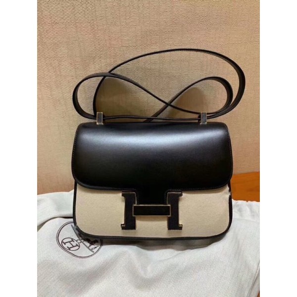 Constance24cm gold buckle box black pasted sheep leather gold buckle