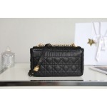 [DlOR CARO] Black soft cow leather rattan check DR-081