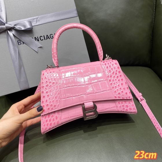 BALENCIAGA 𝐇𝐨𝐮𝐫𝐠𝐥𝐚𝐬𝐬𝐬 𝐒 crocodile-textured cowhide