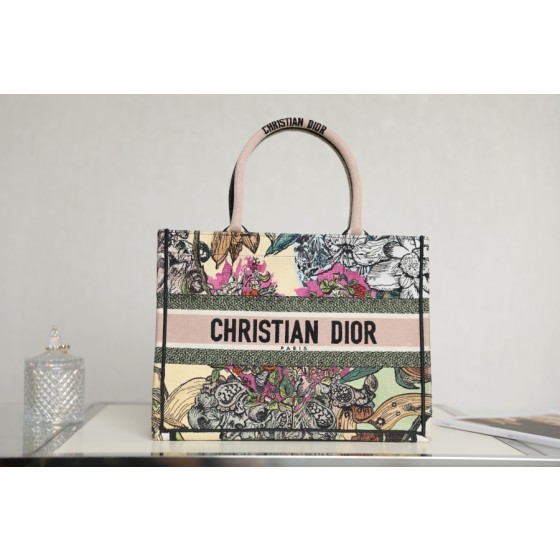 DIOR TOTE multicolored floral embroidery
