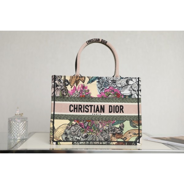 DIOR TOTE multicolored floral embroidery