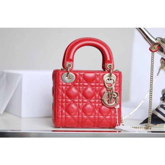 Lady red rattan lacquered GR original sheepskin mini Three compartments