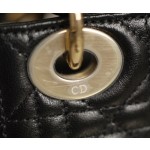 DIOR LADY three-compartment black enamel clasp