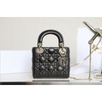 DIOR LADY three-compartment black enamel clasp