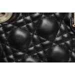 DIOR LADY three-compartment black enamel clasp