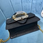 MIU MIU 5BA196 Lady Leather Handbag Decorated with Gorgeous Imitation Crystal Jewelry Buckle