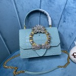 MIU MIU 5BA196 Lady Leather Handbag Decorated with Gorgeous Imitation Crystal Jewelry Buckle