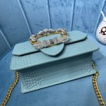 MIU MIU 5BA196 Lady Leather Handbag Decorated with Gorgeous Imitation Crystal Jewelry Buckle