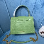 MIU MIU 5BA196 Lady Leather Handbag Decorated with Gorgeous Imitation Crystal Jewelry Buckle