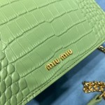 MIU MIU 5BA196 Lady Leather Handbag Decorated with Gorgeous Imitation Crystal Jewelry Buckle