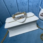 MIU MIU 5BA196 Lady Leather Handbag Decorated with Gorgeous Imitation Crystal Jewelry Buckle