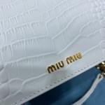 MIU MIU 5BA196 Lady Leather Handbag Decorated with Gorgeous Imitation Crystal Jewelry Buckle