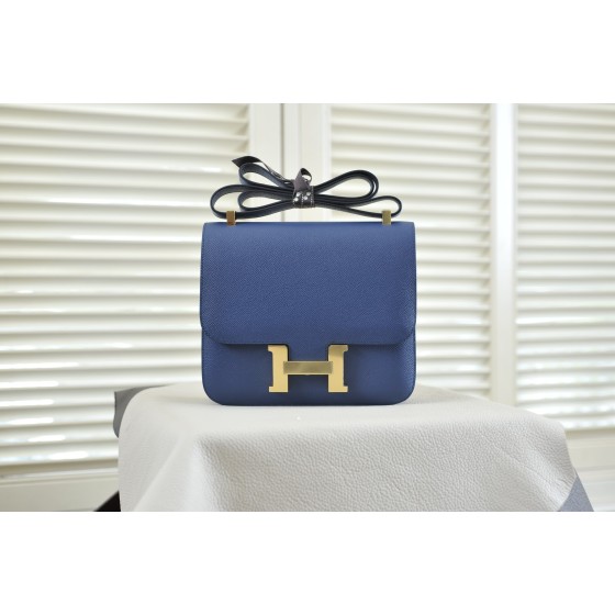 Kangkang 24 deep blue gold buckle epsom leather