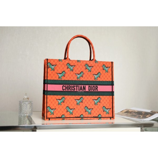 DIOR TOTE Orange dinosaur