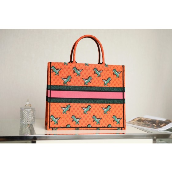 DIOR TOTE Orange dinosaur