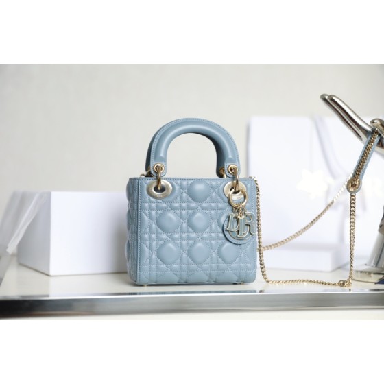 DIOR LADY three compartments blue enamel buckle