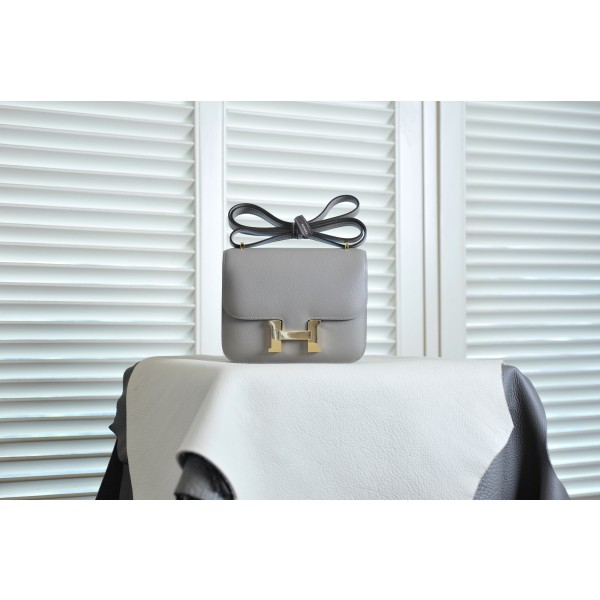 Kangkang 9 turtledove gray gold buckle epsom leather