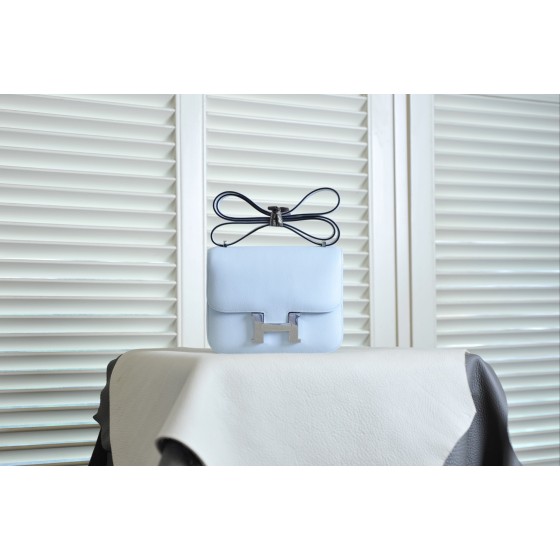 Kangkang 19 haze blue silver buckle epsom leather