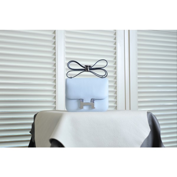 Kangkang 19 haze blue silver buckle epsom leather