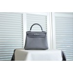 Kelly25 Pewter Gray Silver Buckle TOGO Leather