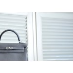 Kelly25 Pewter Gray Silver Buckle TOGO Leather