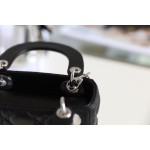Lady Dior black vine check patent leather cow leather mini bag