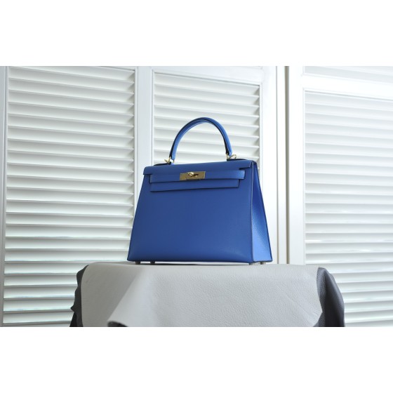 Kelly 25 Florida Blue Goatskin Gold Buckle