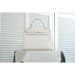 Kelly 25 milkshake white ep leather gold buckle