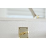 Kelly 25 milkshake white ep leather gold buckle
