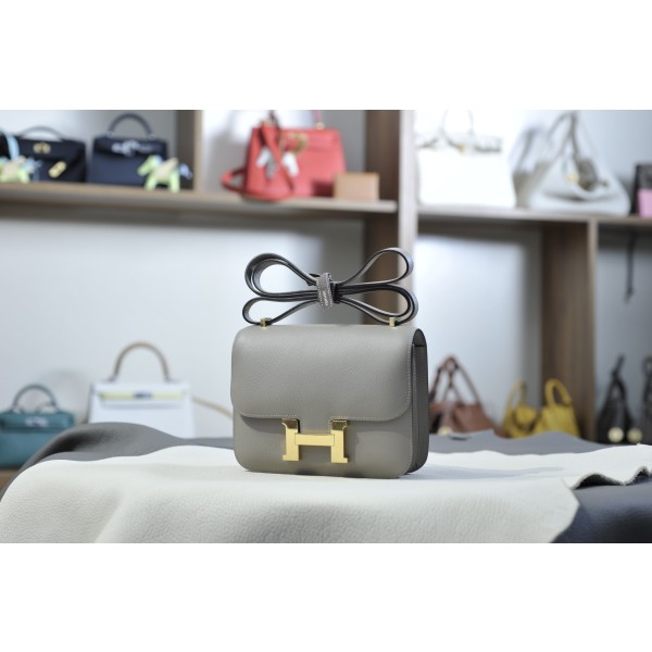 KKangkang 19 asphalt gray gold buckle epsom leather