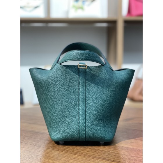 picotin18 dark green TC leather gold buckle