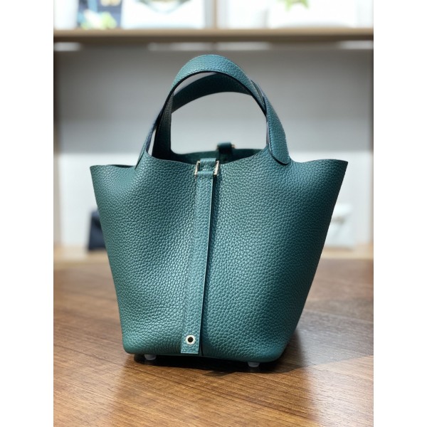 picotin18 dark green TC leather gold buckle