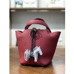 picotin18 national flag red TC leather silver buckle