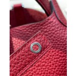 picotin18 national flag red TC leather silver buckle