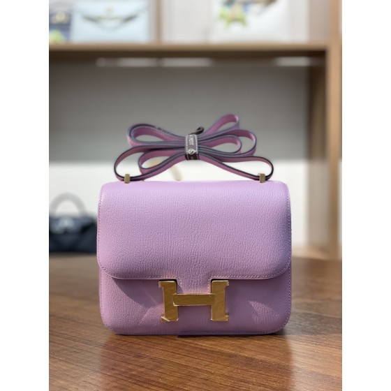 Kangkang 19 mallow purple goatskin gold buckle