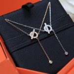 Hermes OT buckle full diamond necklace