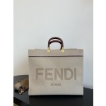 FENDI Large Khaki Tote Bag "Sunshine Tote"