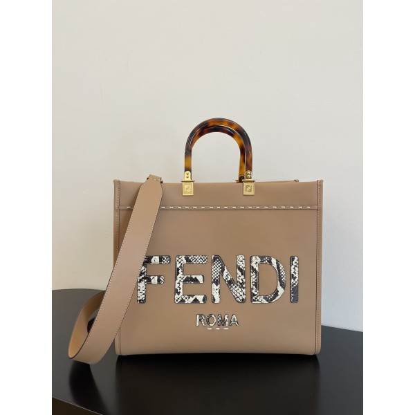 FENDI Medium Snakeskin Logo "Sunshine Tote Bag"